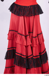  Photos Woman in Historical Dress 64 17th century Historical clothing lower body red black skirt with lace skirt 0002.jpg